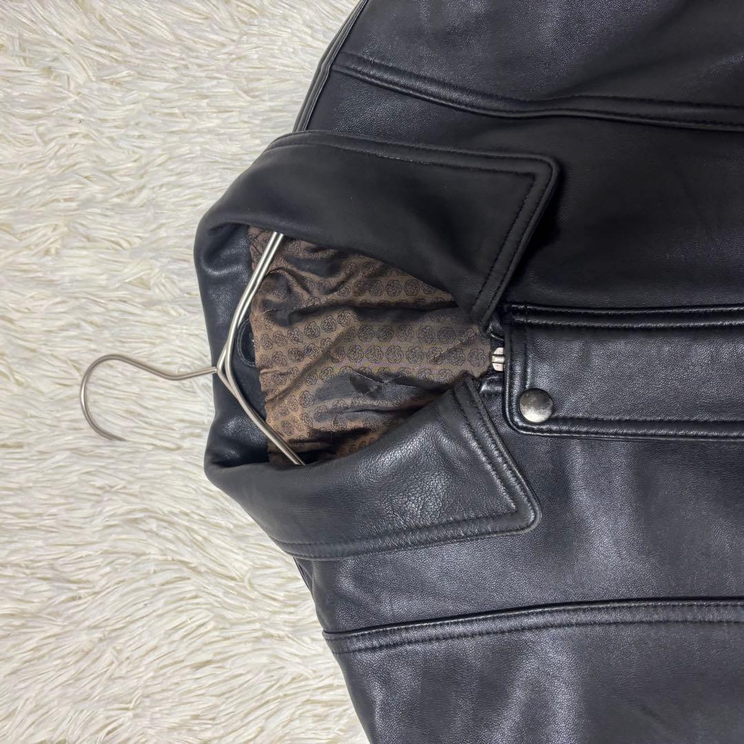 90's✨レザージャケット　本革　ジップブルゾン　ブラック　M 菅田将暉　襟付き