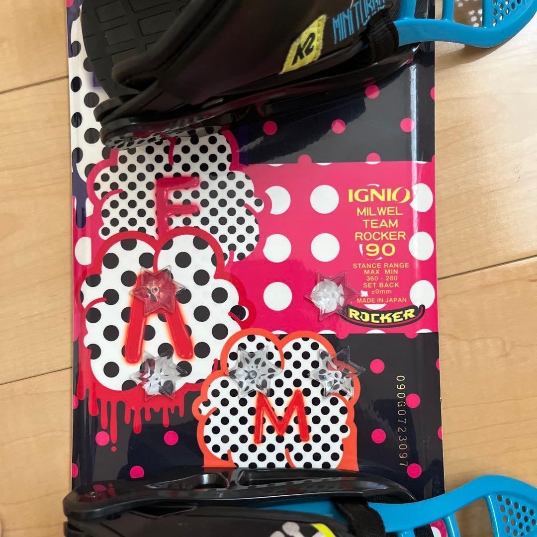 キッズスノーボード、サイズ90 K2ビンディングセット