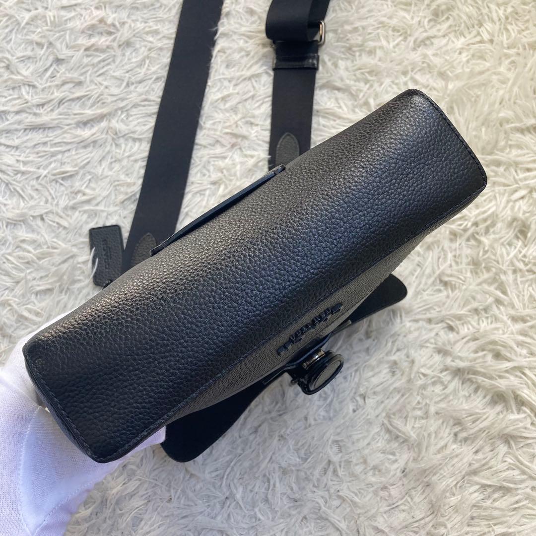 未使用級 COACH 黒 ブラック ハドソン メッセンジャー 革 レザー