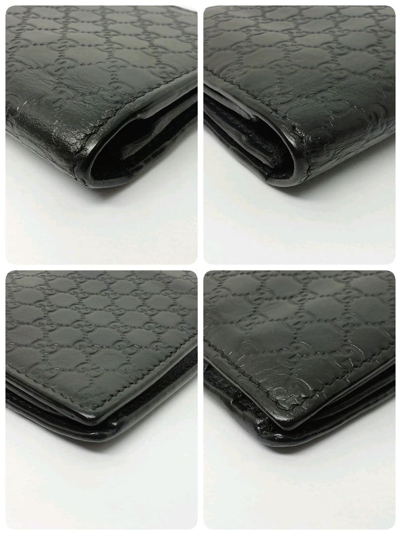 GUCCI　グッチ　マイクロシマレザー　ブラック　フラップタイプ