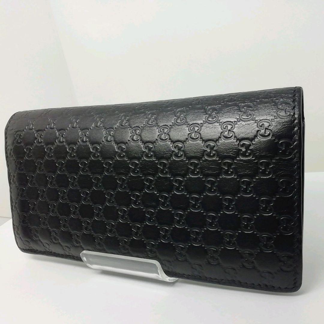 GUCCI　グッチ　マイクロシマレザー　ブラック　フラップタイプ