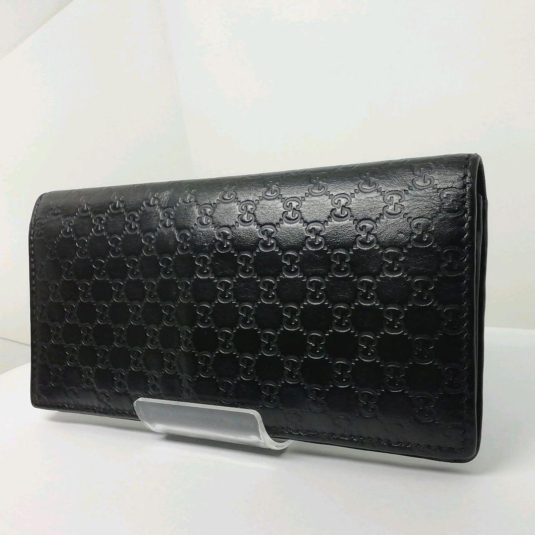 GUCCI　グッチ　マイクロシマレザー　ブラック　フラップタイプ