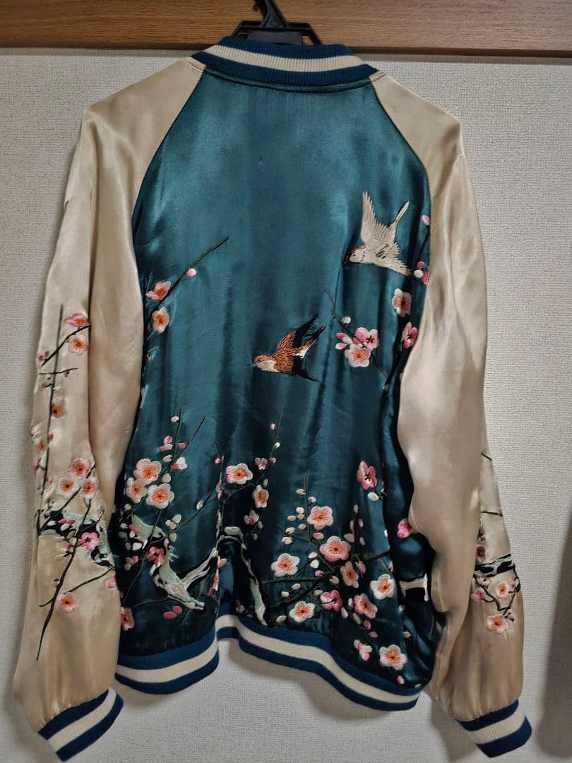 スカジャン　花旅楽団　雀　梅の花