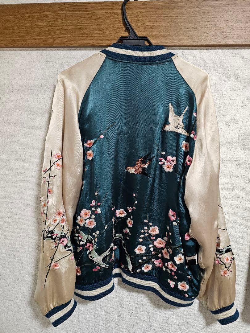 スカジャン　花旅楽団　雀　梅の花