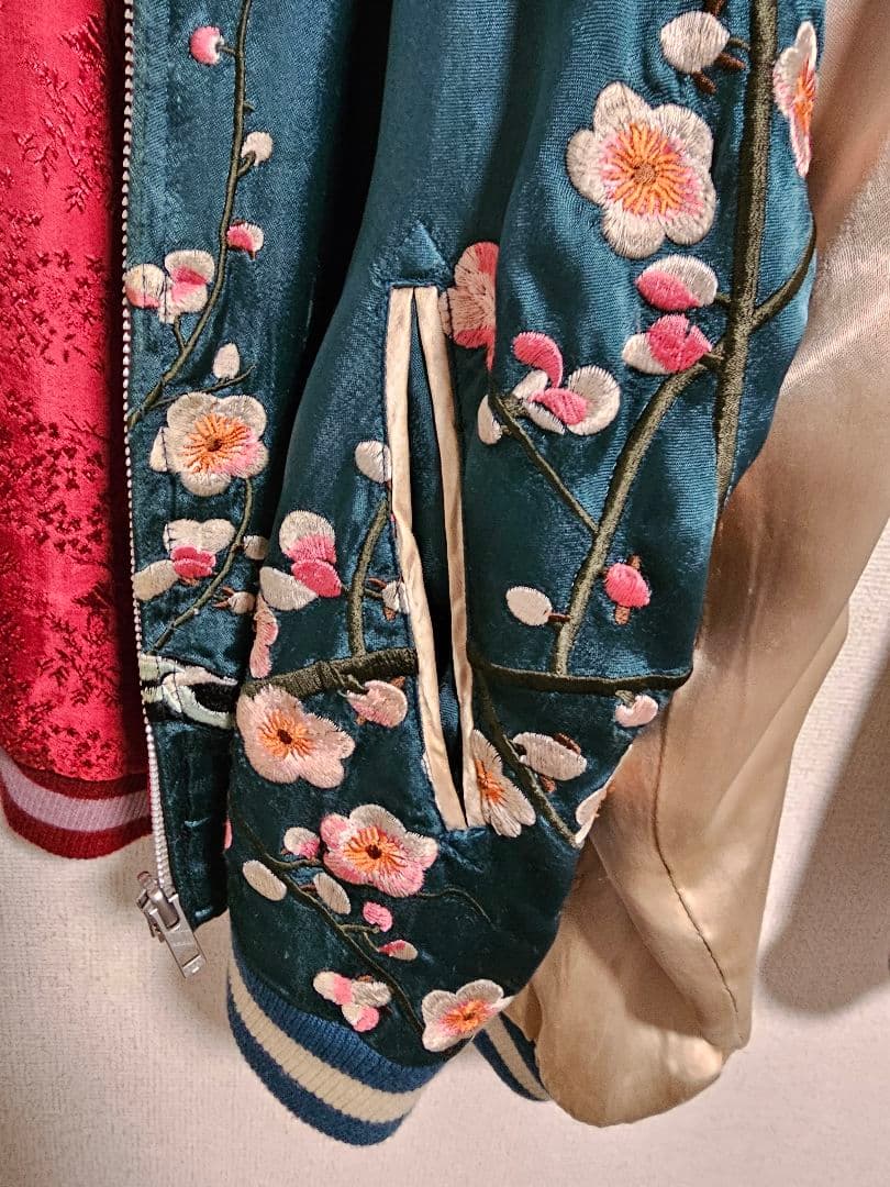 スカジャン　花旅楽団　雀　梅の花