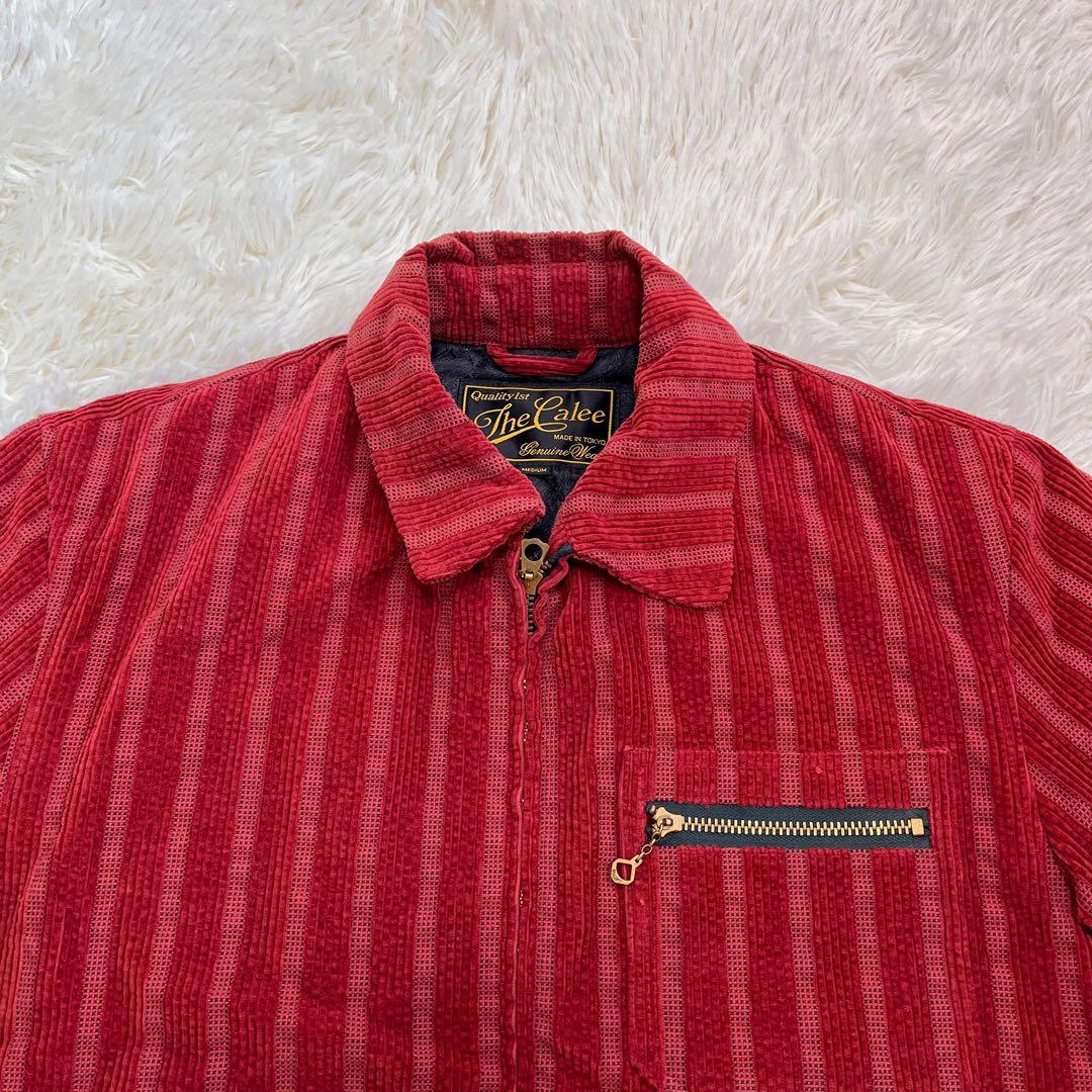【美品】CALEE コーデュロイブルゾン　ストライプ レッド　サイズM