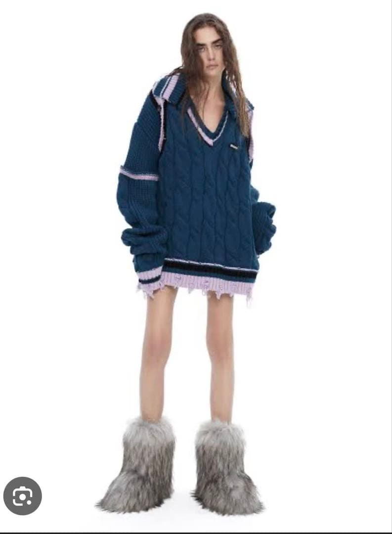 24ans 厚手 ケーブルニットワンピース　イヨンジ着用