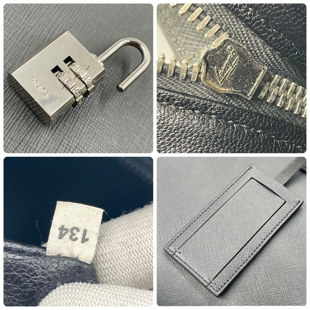 プラダ サフィアーノレザー 大容量 ビジネスバッグ ボストン 2室 三角ロゴ