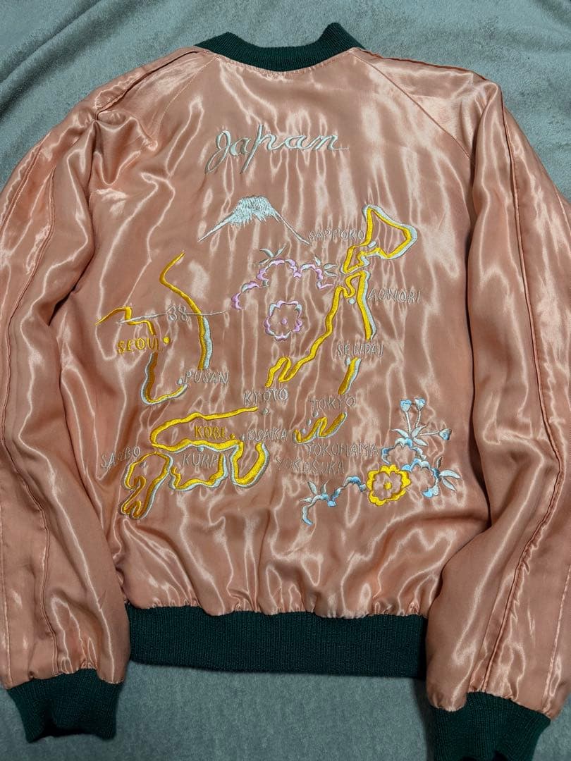 未使用近 ２面用 テーラー東洋 鷲 地図 日本限定 スカジャン レーヨン 美品