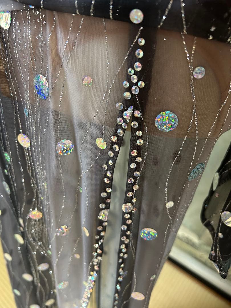 ✨️豪華オ―ダ―✨️社交ダンススタンダードドレス（Mサイズ）シースルーロングドレス