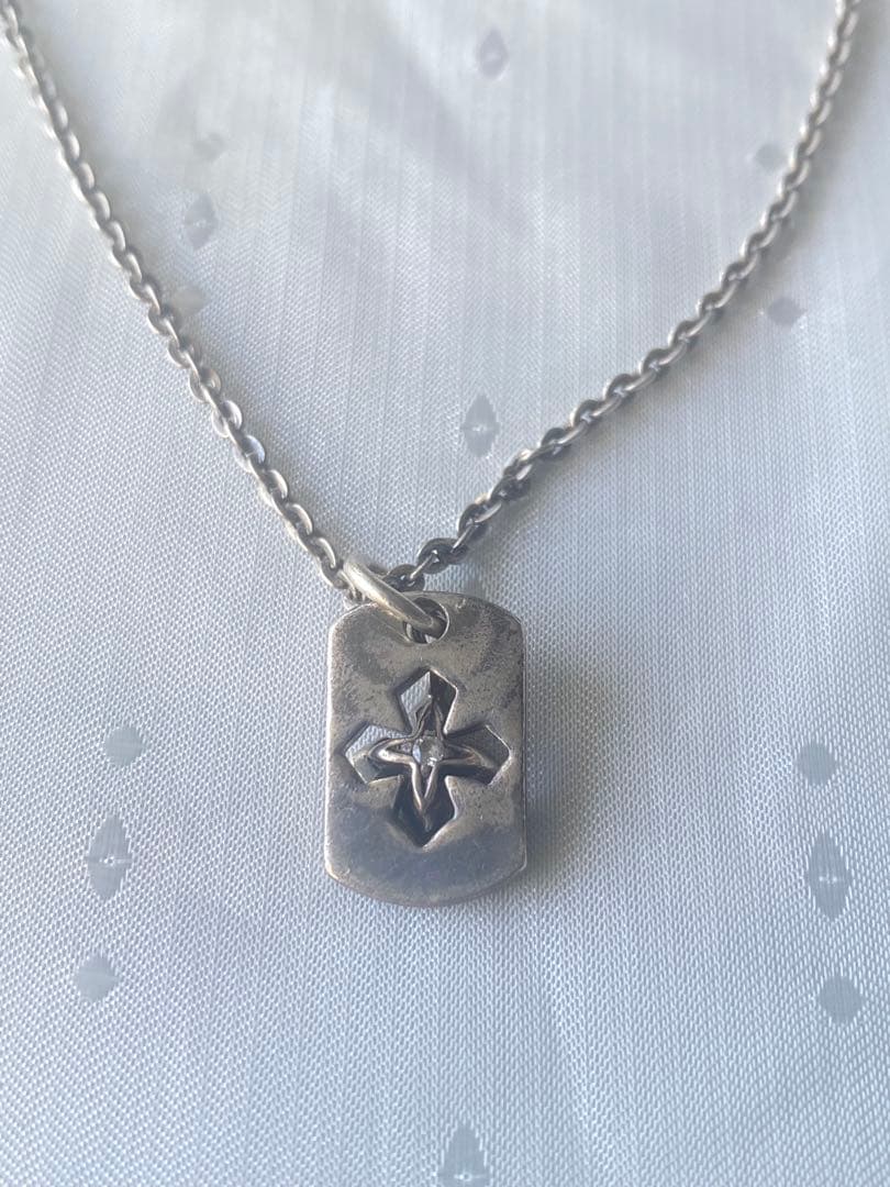 ヴィンテージ　シルバー925 宝石付き　クロスカット　ネックレス