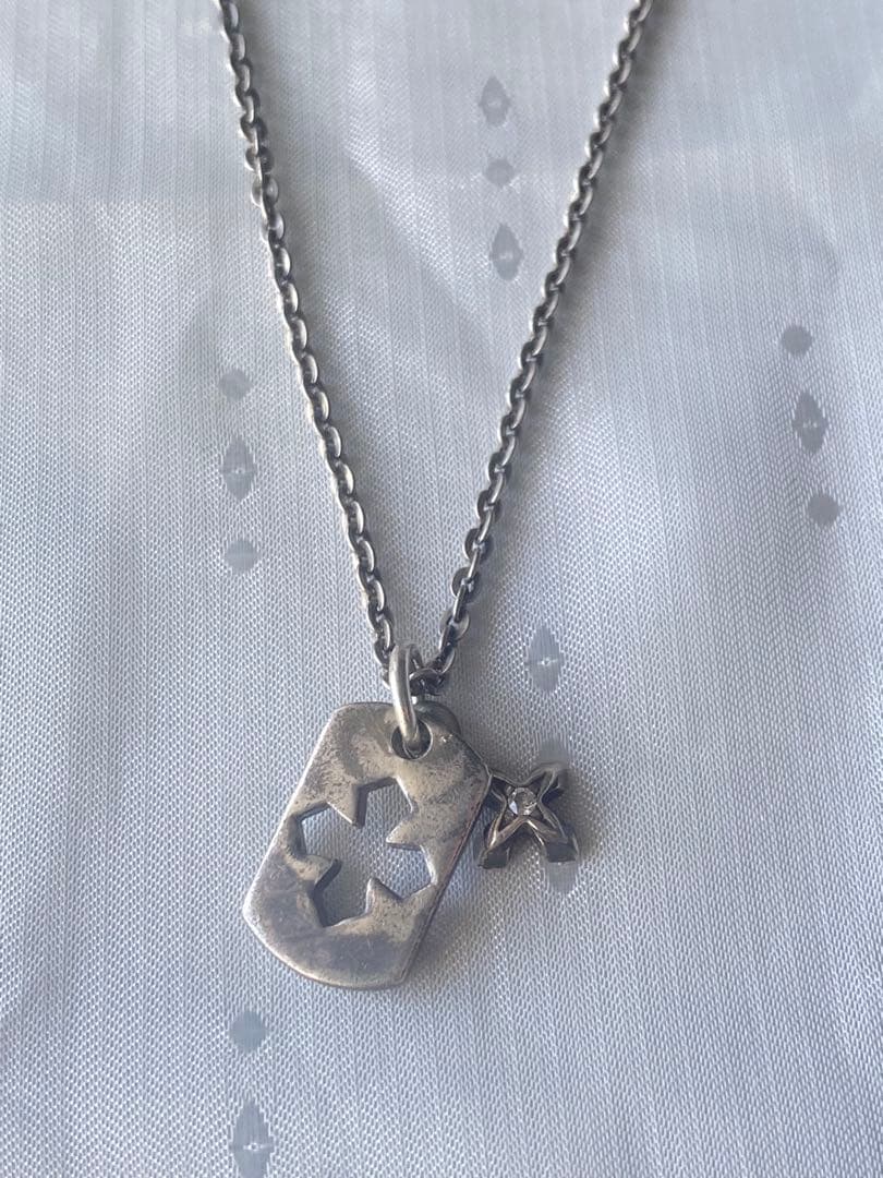 ヴィンテージ　シルバー925 宝石付き　クロスカット　ネックレス