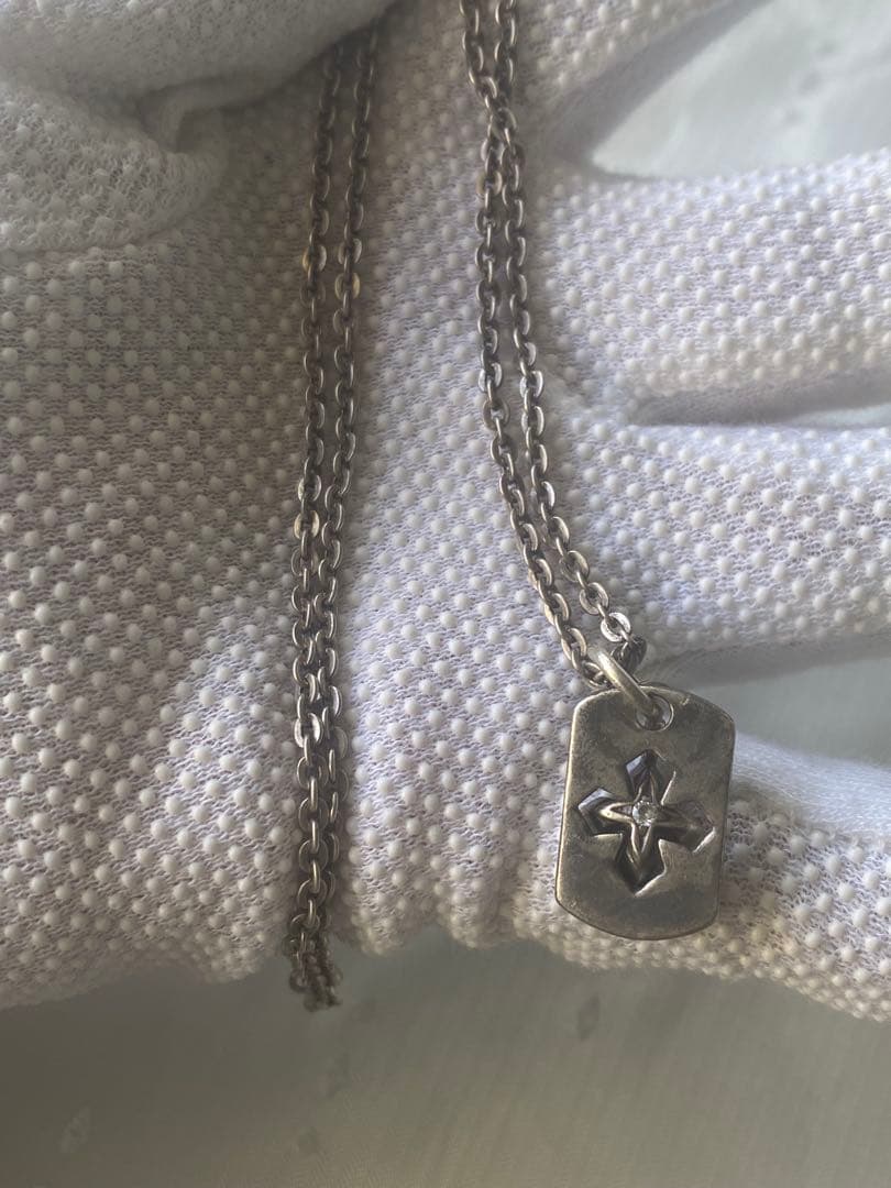 ヴィンテージ　シルバー925 宝石付き　クロスカット　ネックレス