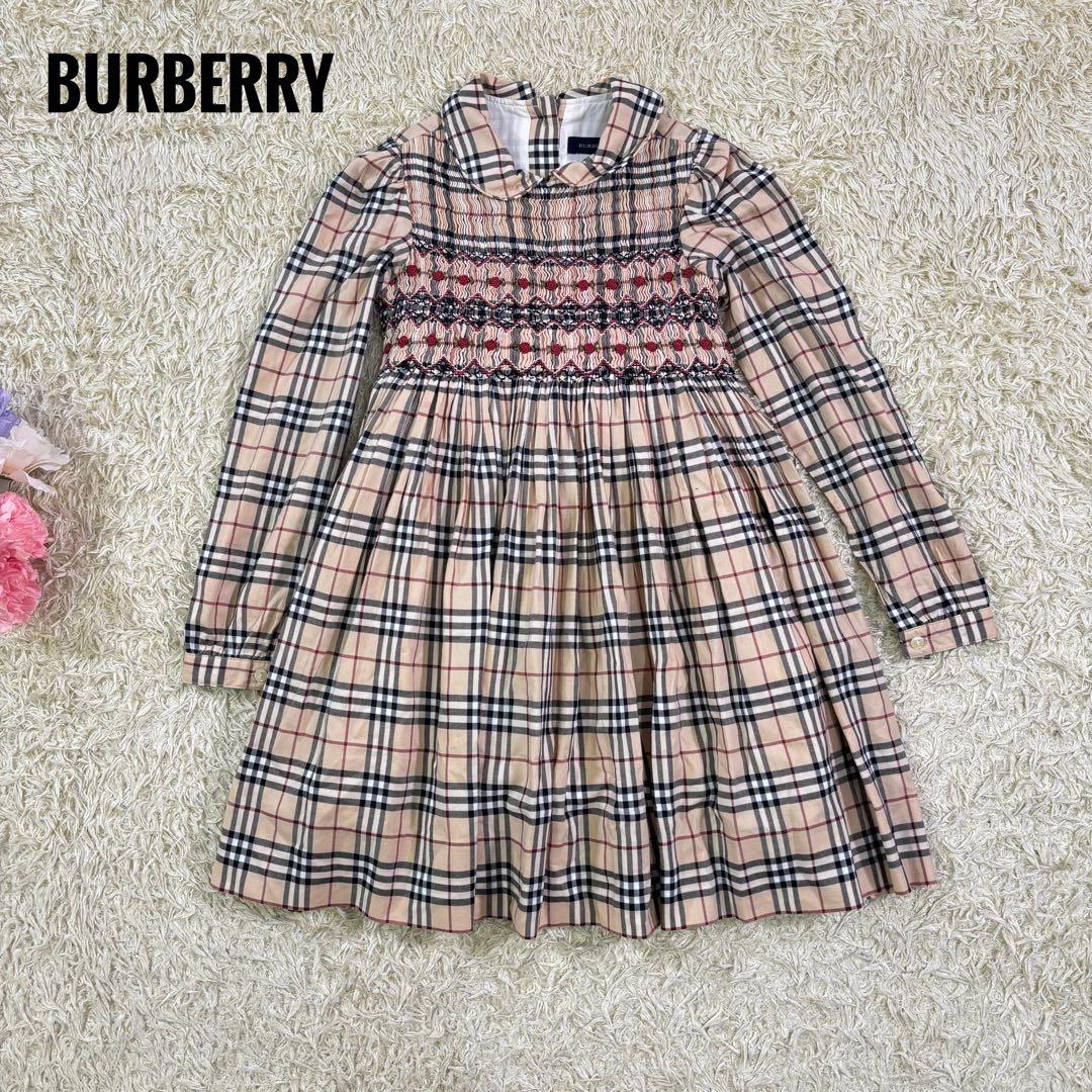 バーバリー　スモッキング　ノバチェック　キッズ　ワンピース　長袖　110