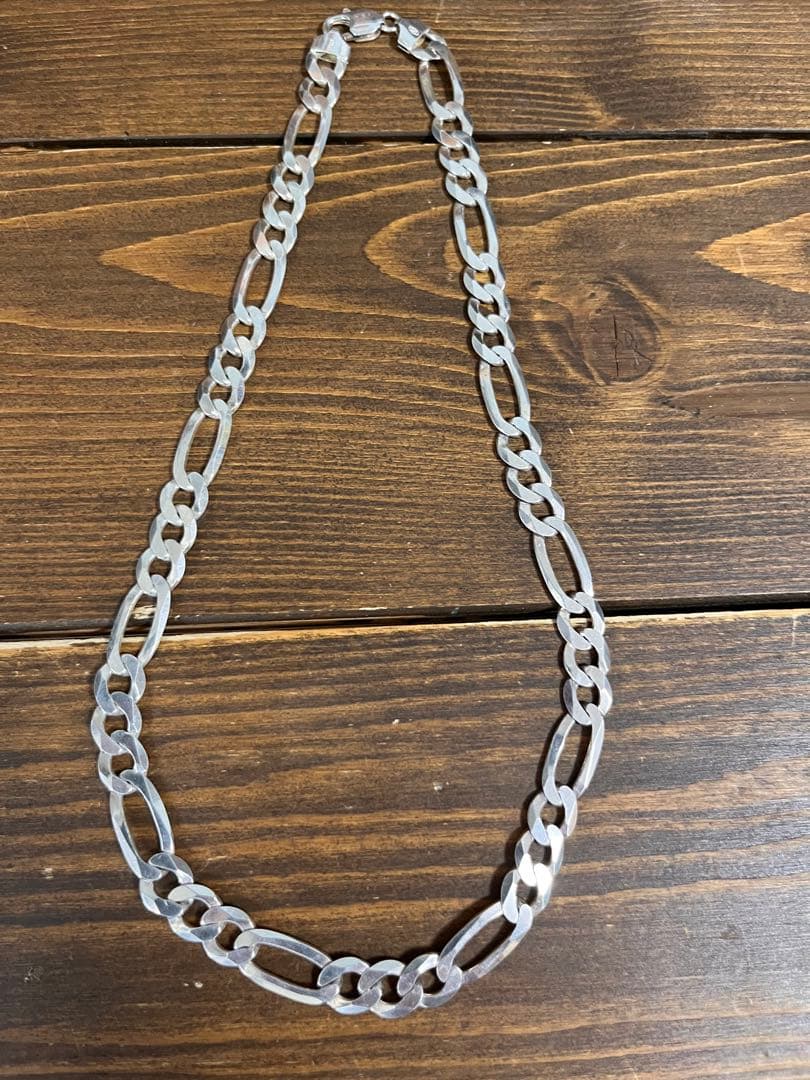 【最終値下げ】スターリングシルバーフィガロチェーン　50cm 10mm