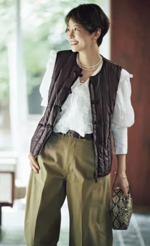 TAION タイオン　五明祐子さんコラボ　チャイナボタン　インナーダウンベスト