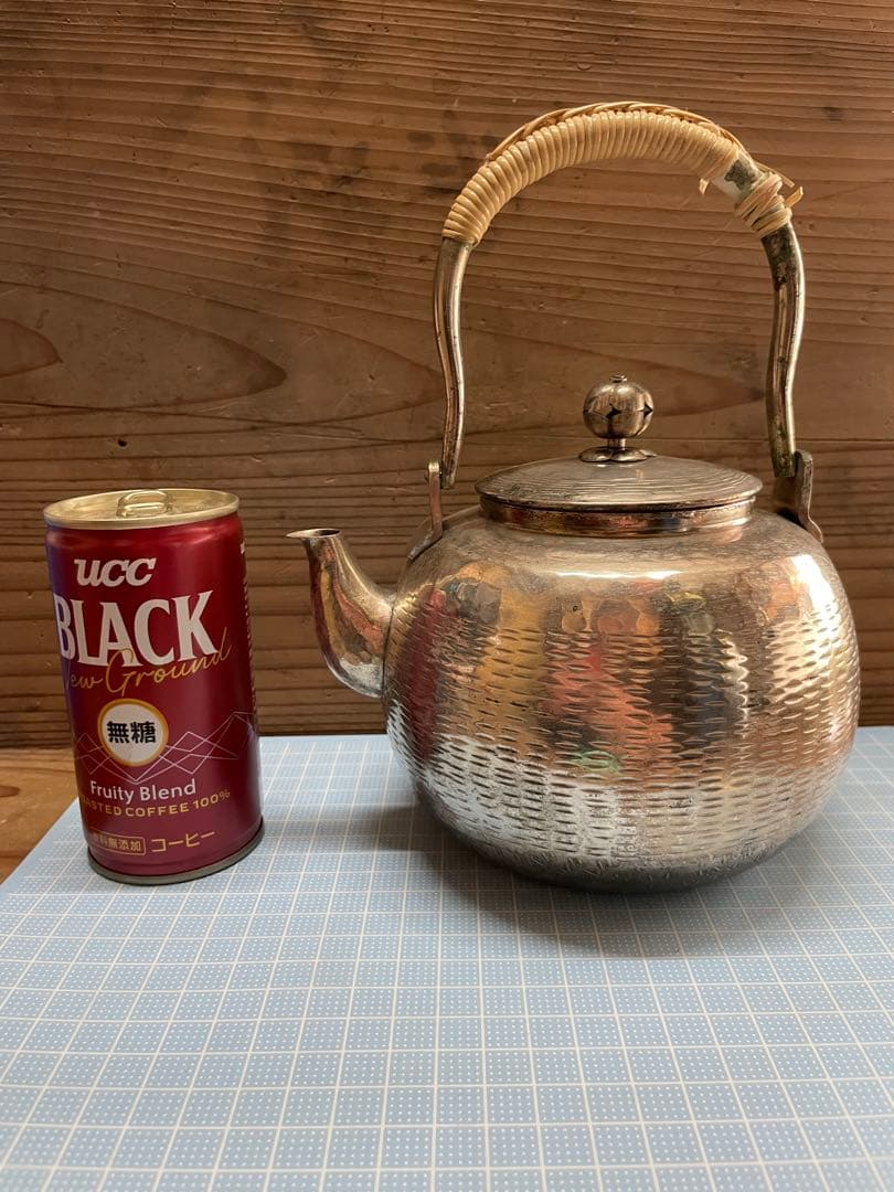 ア*社様 薬缶【m1349 水注　水さし 湯沸かし　急須　茶器　茶道具　煎茶　銀