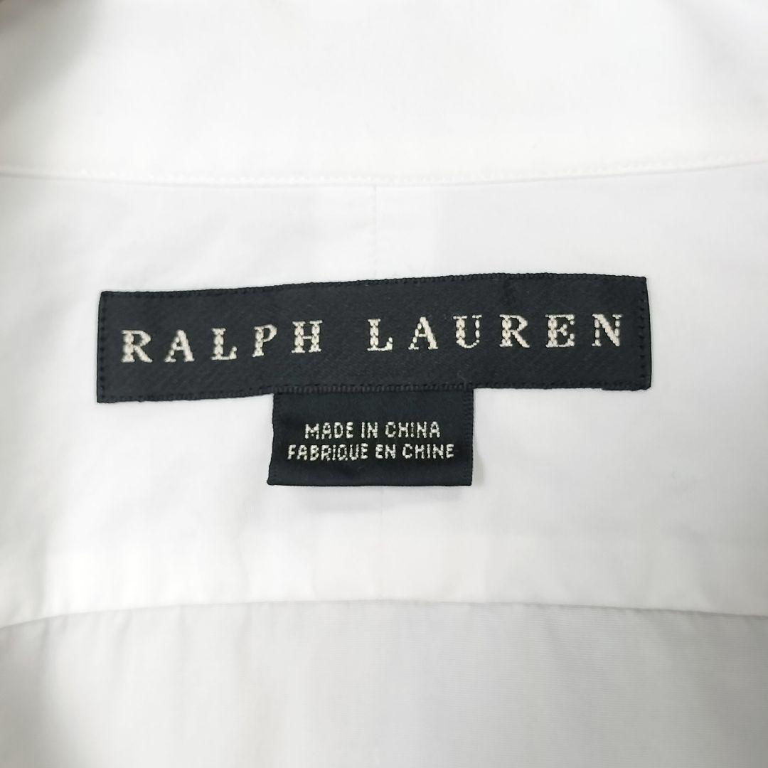 ラルフローレン ビッグポニー コットンシャツ ホワイト 刺繍 カラーキーパー