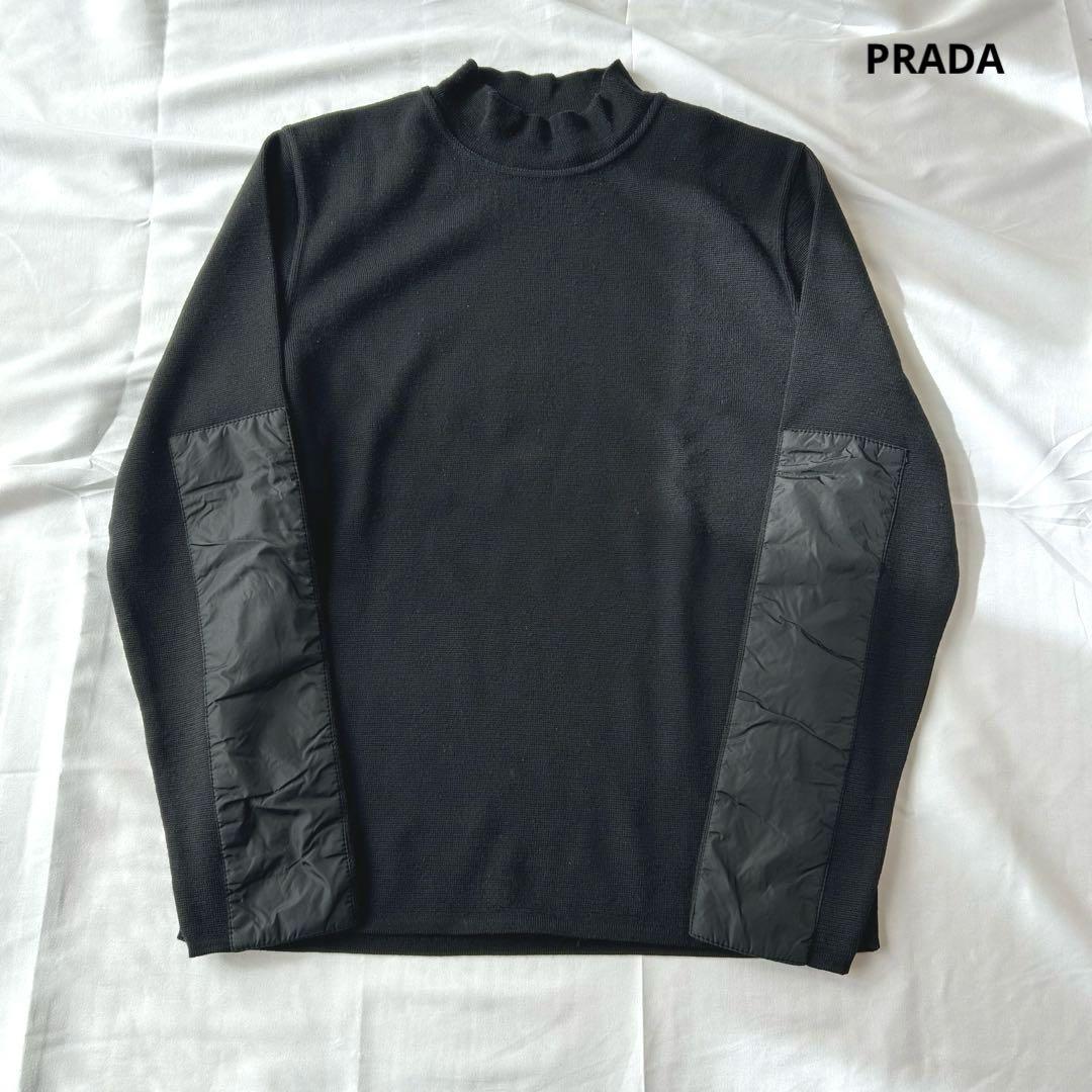 PRADA archive ニット ナイロン 切替 ハイネック セーター 48
