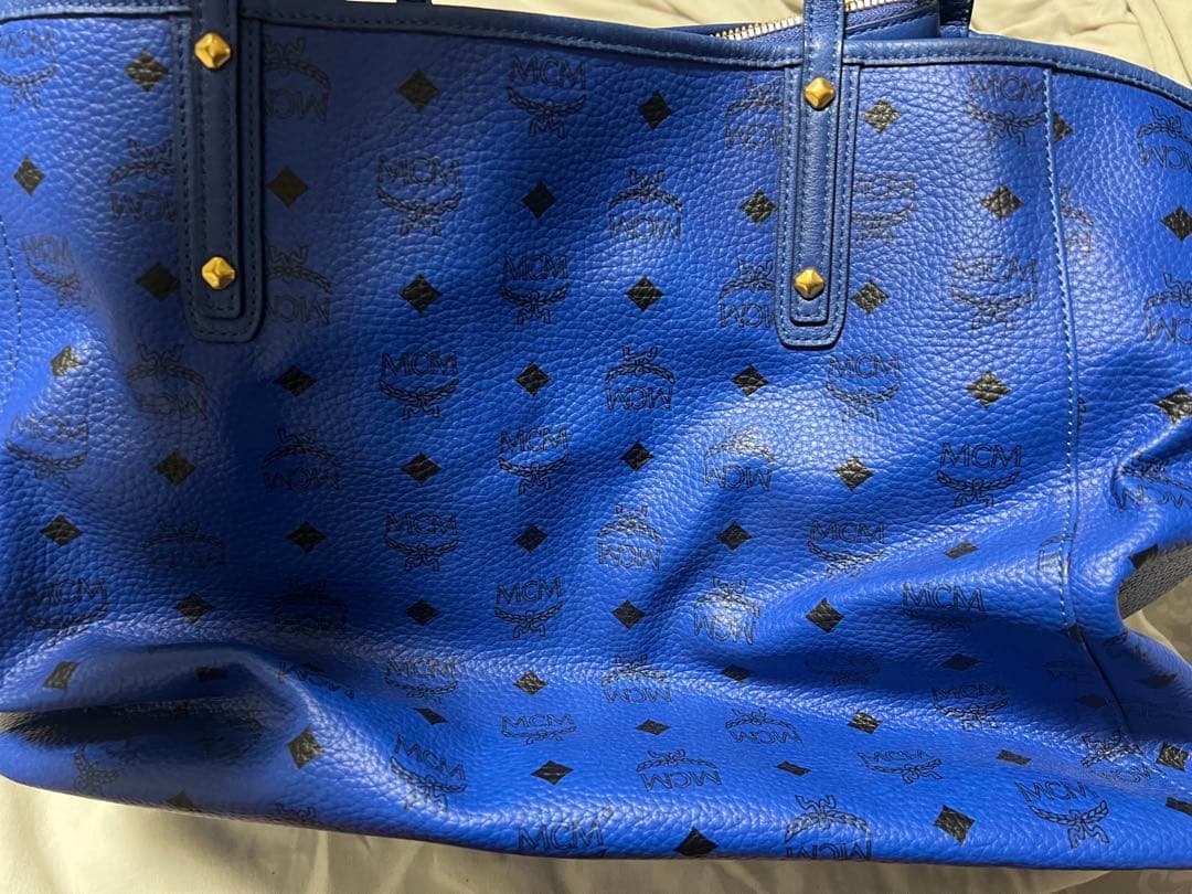 MCM 青 レザートートバッグ ポーチ付き