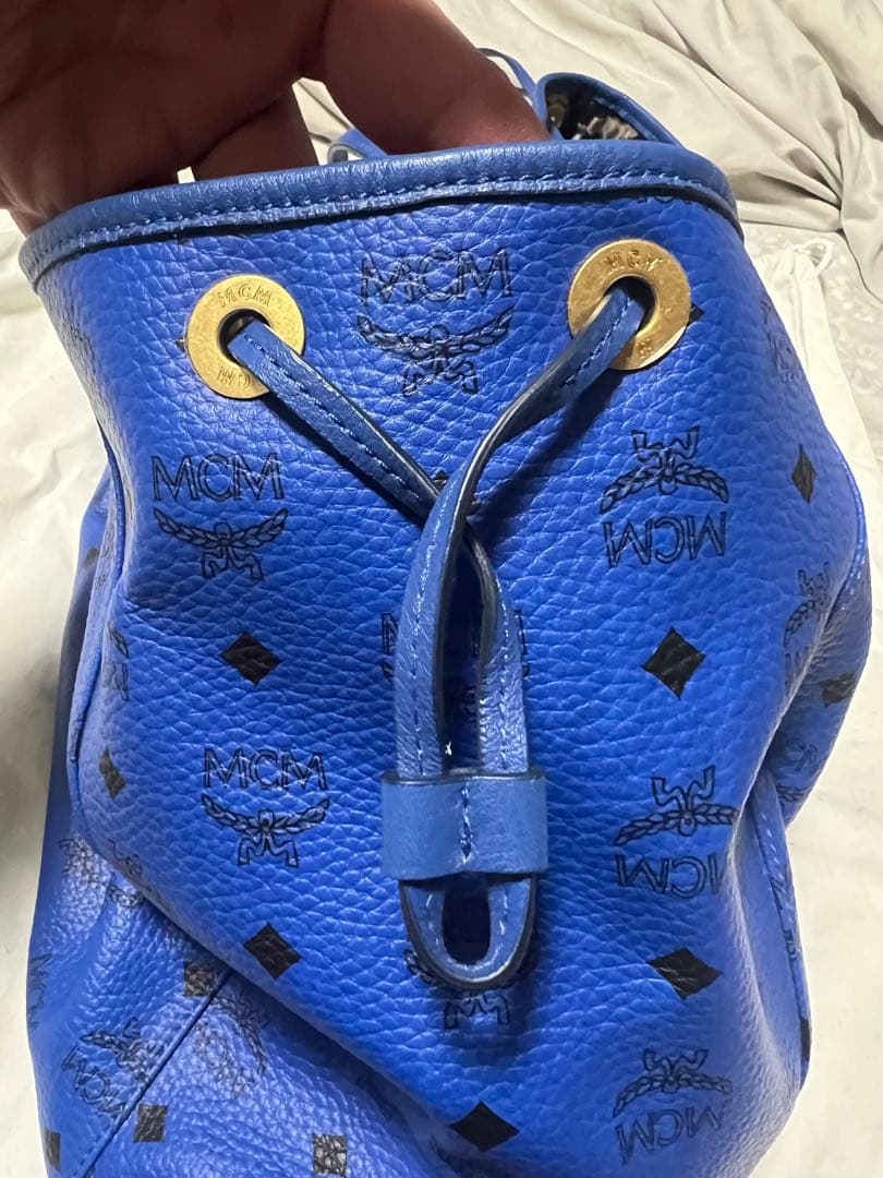 MCM 青 レザートートバッグ ポーチ付き