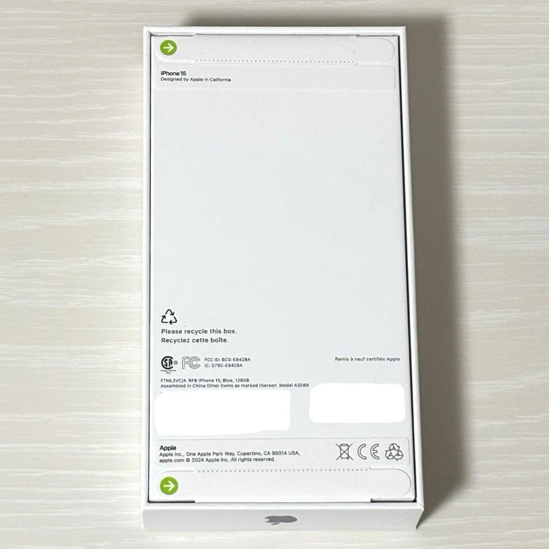 iPhone 15 128GB ブルー カナダ版 公式整備済品 新品・未使用