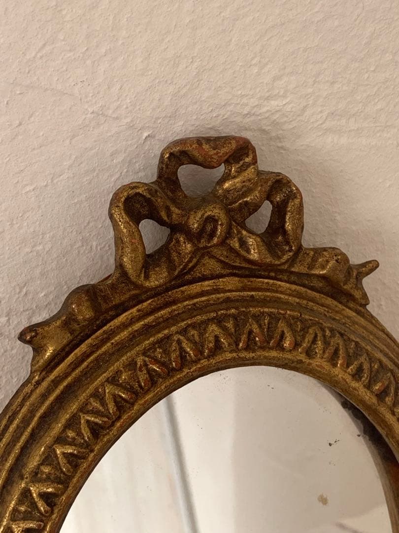 YOSHIDA フランス　蚤の市　リボンモチーフ　鏡　壁掛け　ブロカント