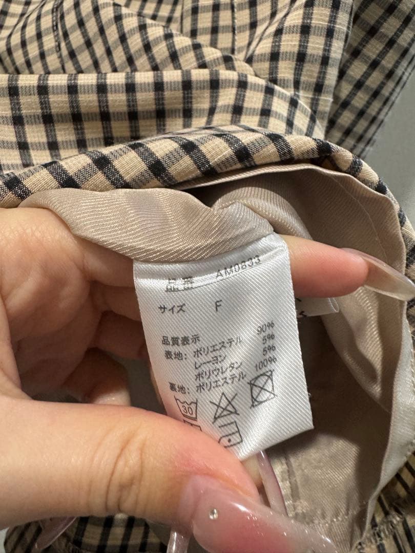 ワンピース Natalie check mini dress beige andmary