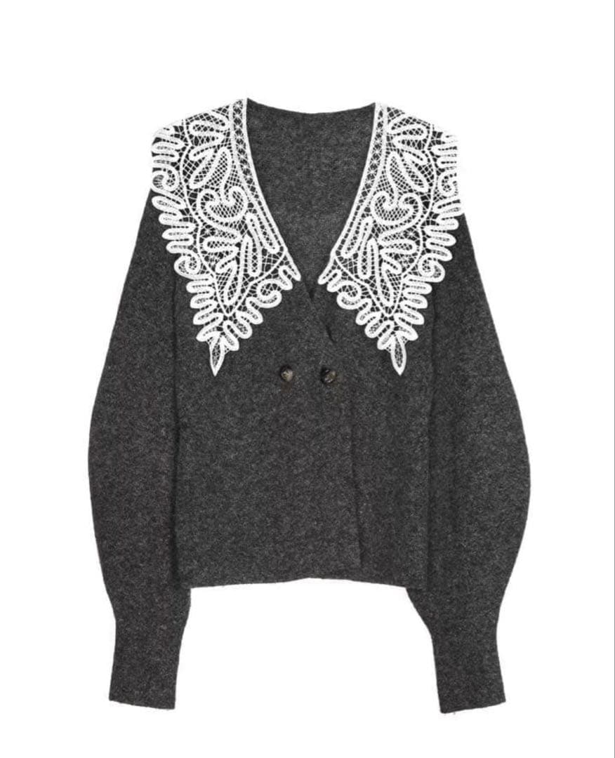 トップス Acka lace collar knit cardigan