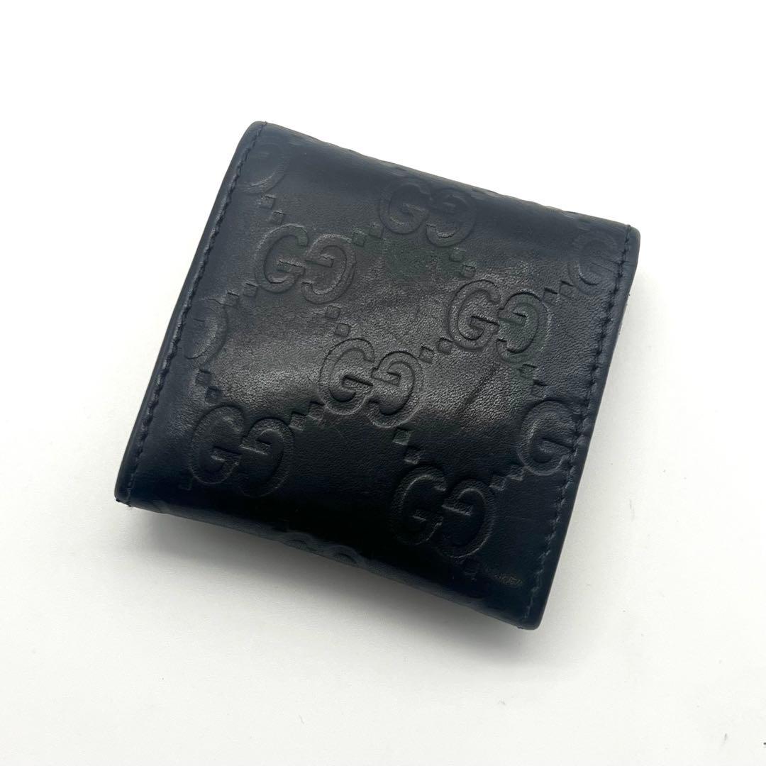 GUCCI グッチ シマ GGロゴ レザー ブラック 黒 スクエア ケース
