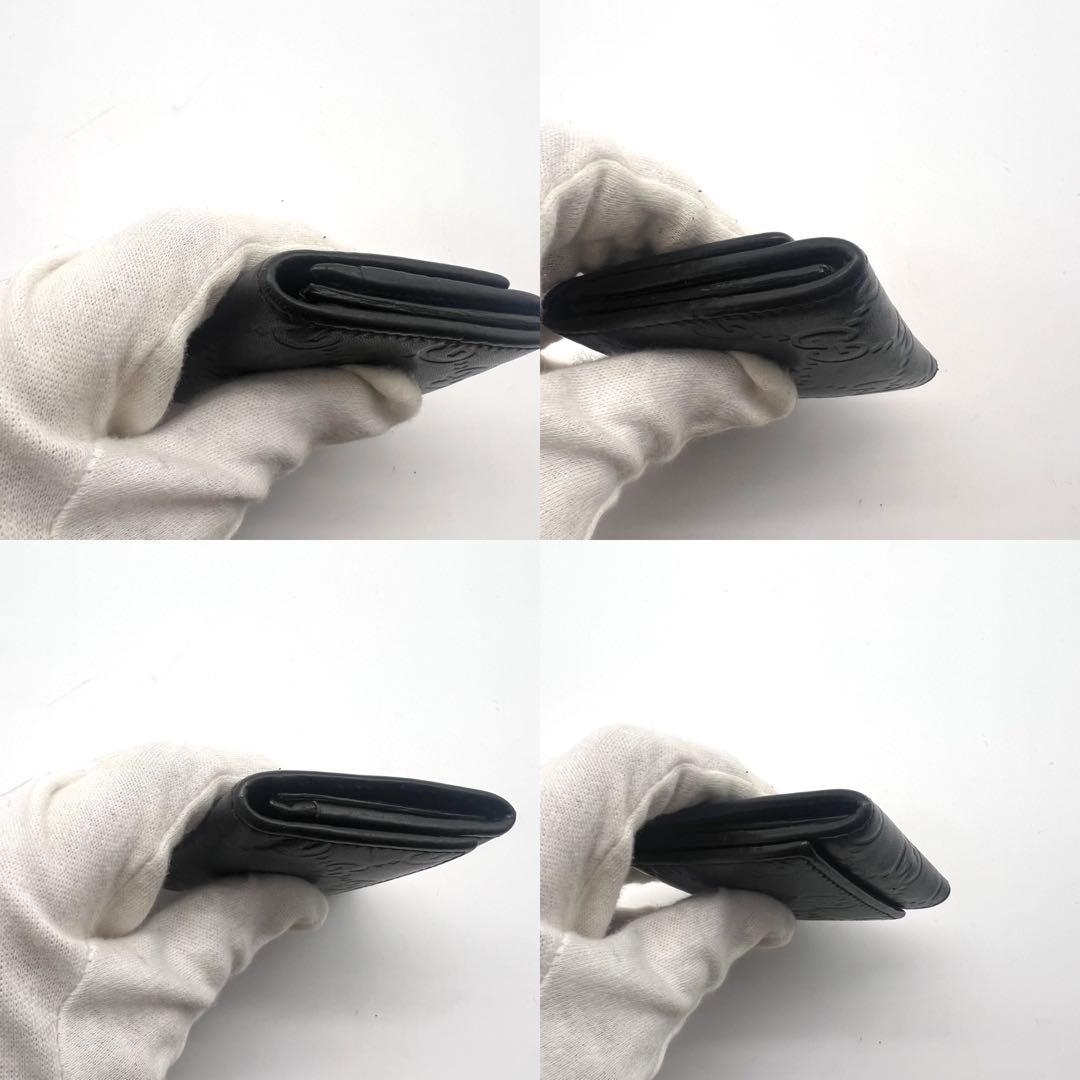 GUCCI グッチ シマ GGロゴ レザー ブラック 黒 スクエア ケース