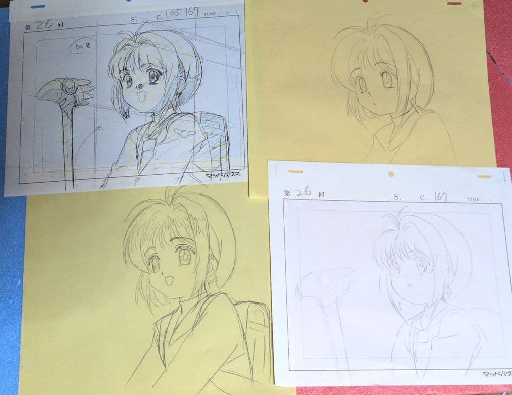 カードキャプターさくら セル画 原画セット合計5枚（直筆原画＆コピーレイアウト）