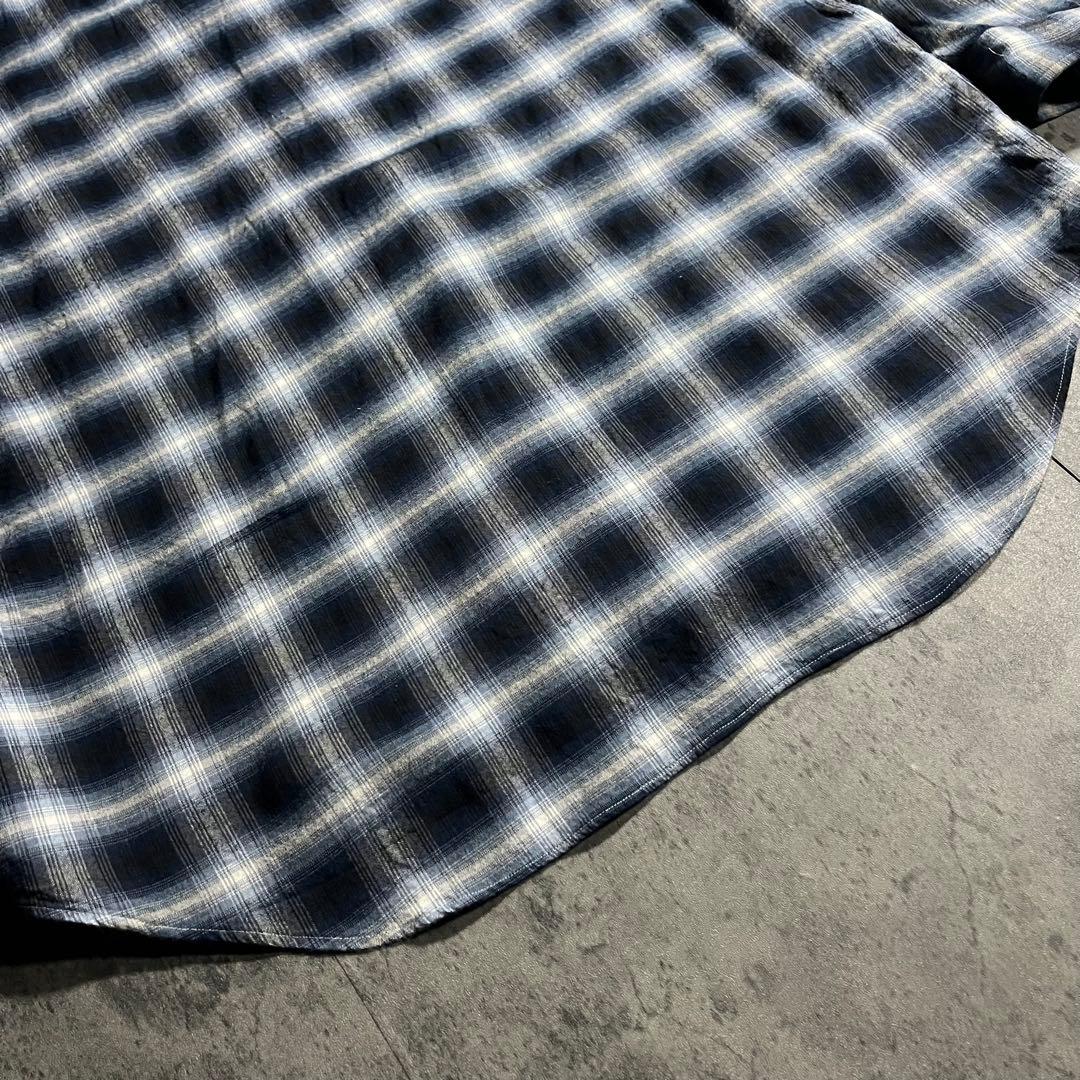 RRL ☆ 三ツ星 ☆ オンブレ チェック vintage シャツ 長袖 青 白