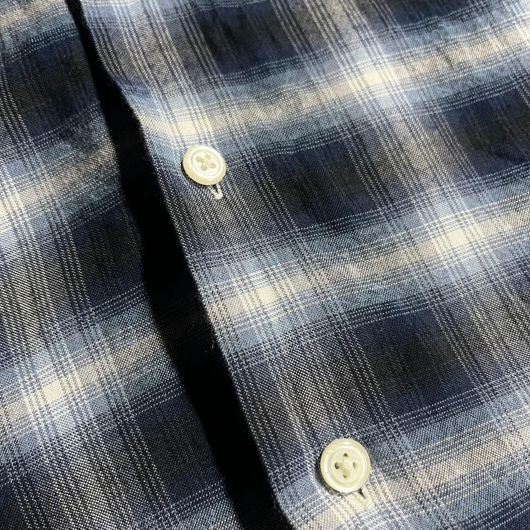 RRL ☆ 三ツ星 ☆ オンブレ チェック vintage シャツ 長袖 青 白
