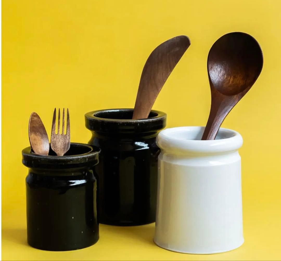 新品未使用　角掛 政志　カトラリースタンド黒釉