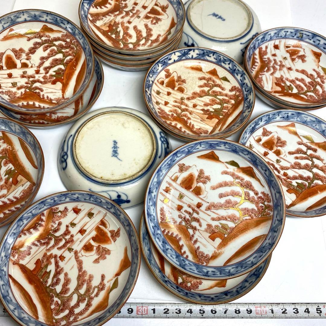 明治初期　九谷焼　17枚　幅11.5cm 東K7-1216①