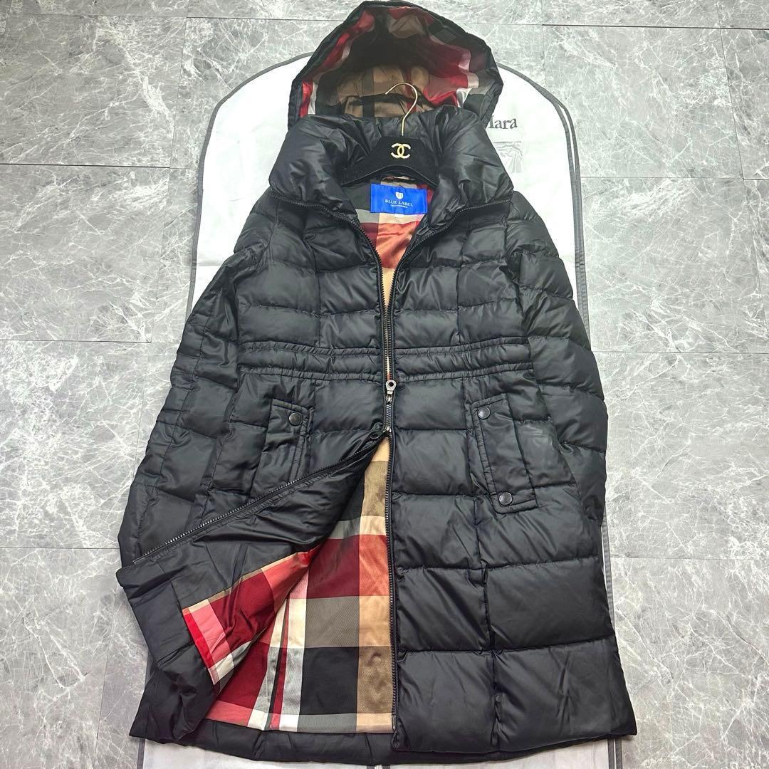 ブルーレーベルクレストブリッジ♡2wayダウンコート　ノバチェック 黒　L