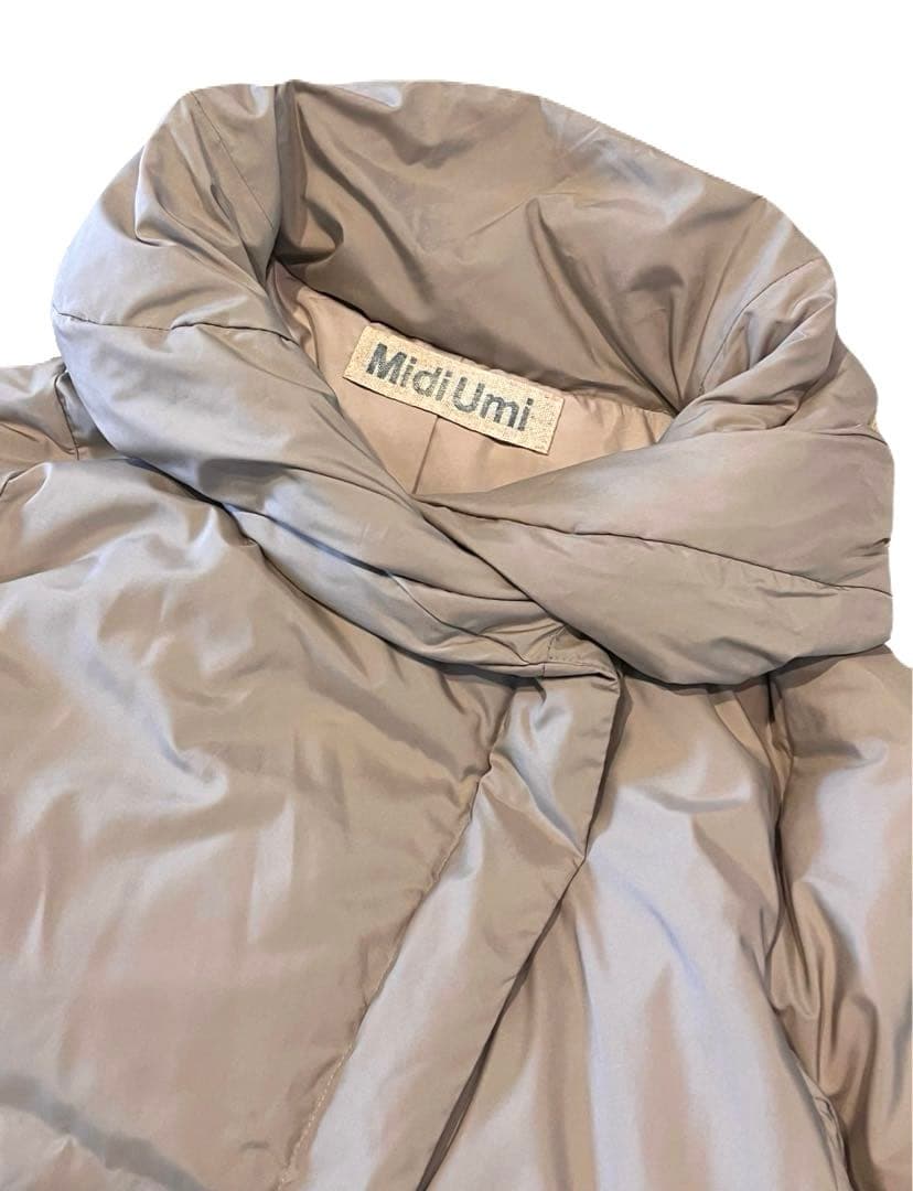 【Midi Umi】人気型 フード付きロングダウンコート　ベージュ　軽量