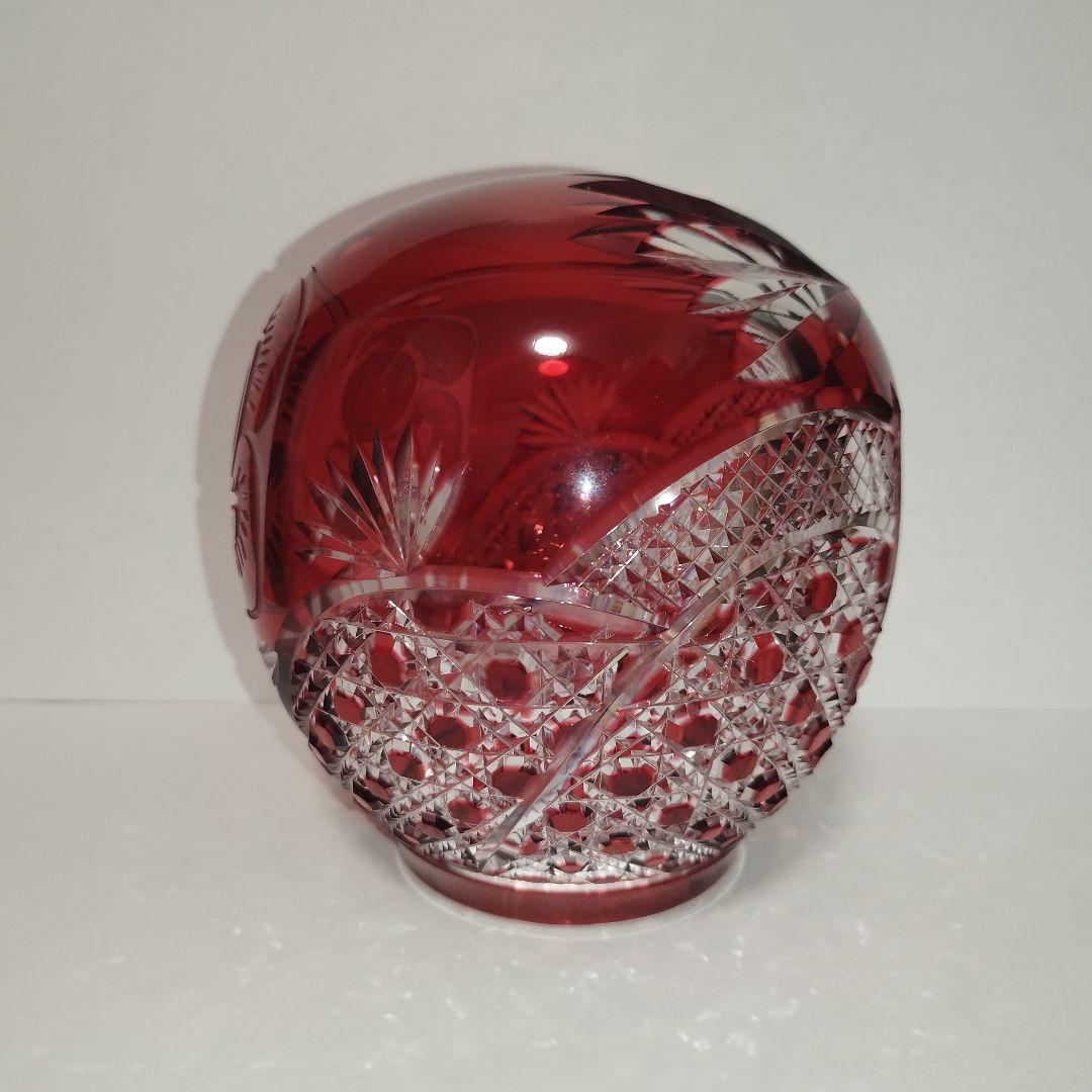 【希少美品】カガミクリスタル 祝だるま(大)　金赤 江戸切子 達磨 ダルマ