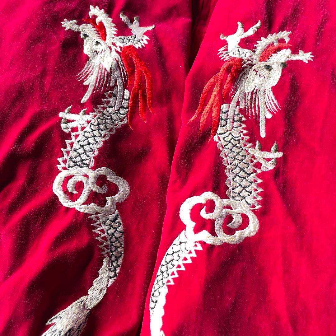 80s~ STRAY CATS 別珍 リバーシブル スカジャン ワインレッド L