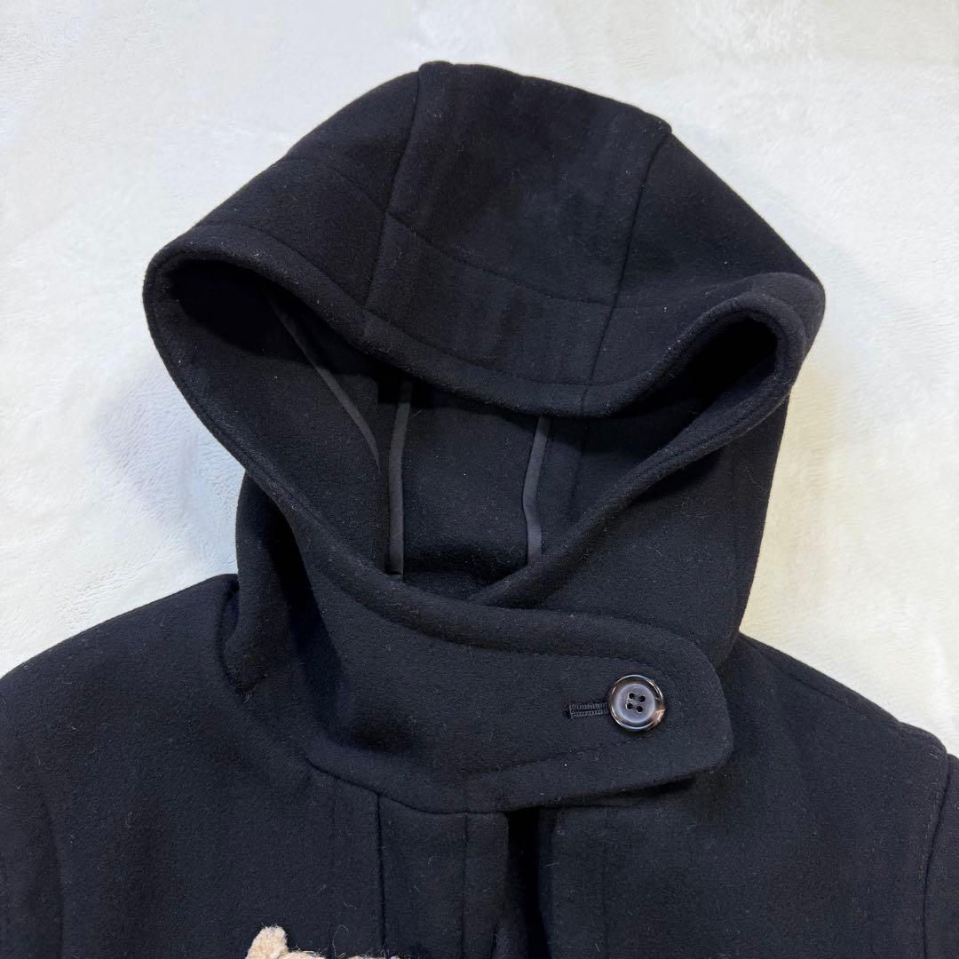 極美品 Drawer ドゥロワー ダッフルコート ロング丈 ウール 黒 38 M