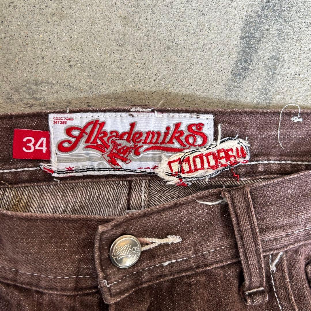 akademiks 00s baggy denim brown 極太 B系
