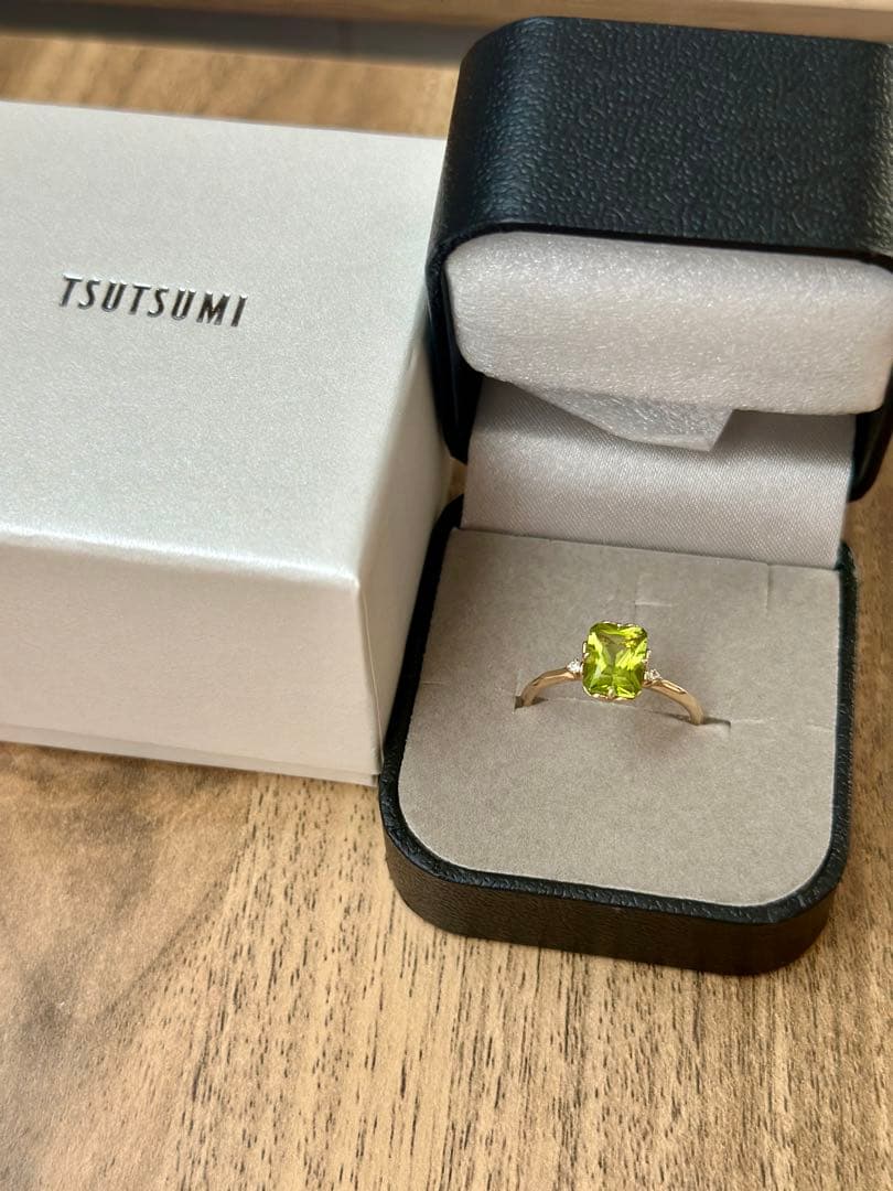 TSUTSUMI K10イエローゴールドペリドットリング15号