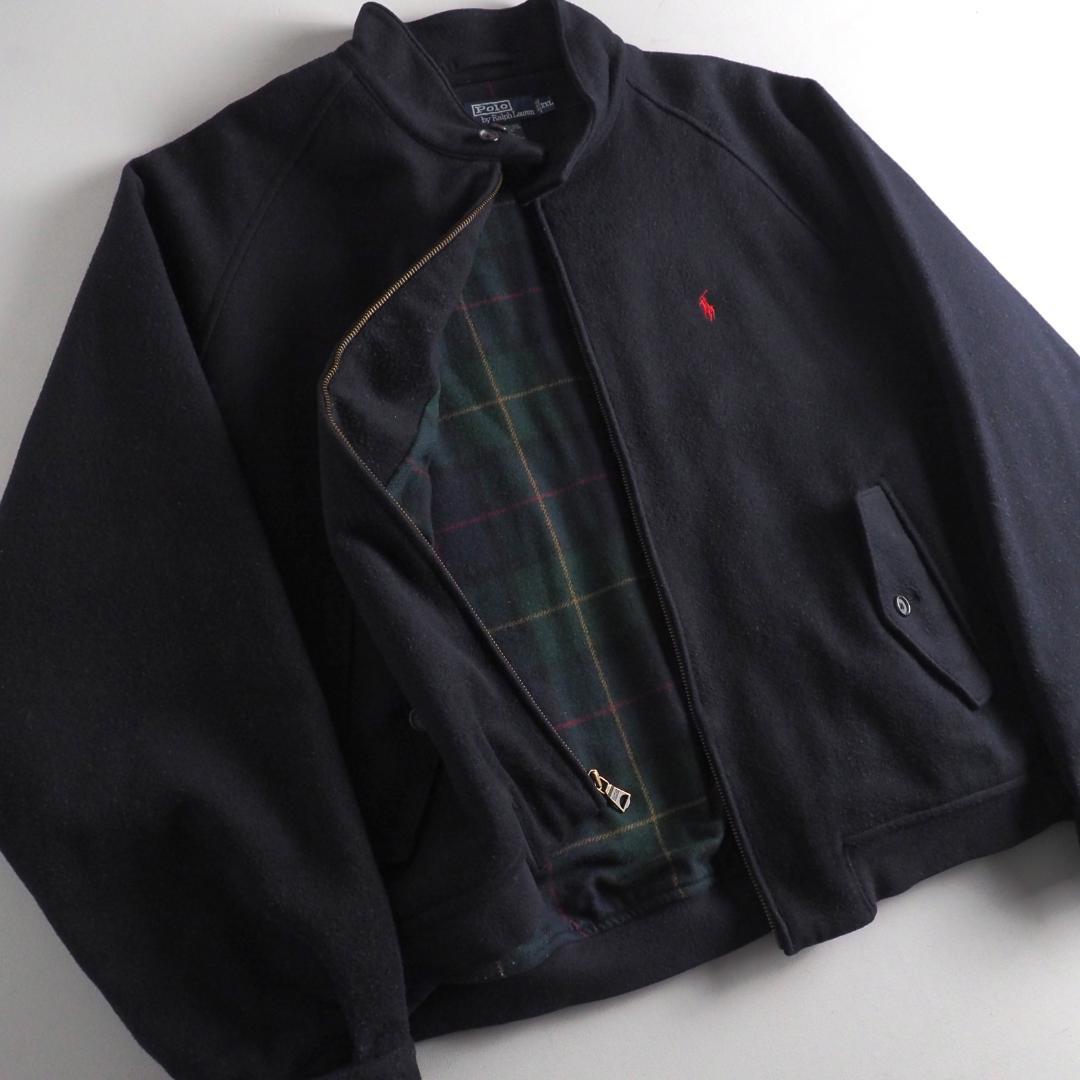 ラルフローレン　ウールジャケット　裏地チェック　ビッグサイズ　ブラック　美品