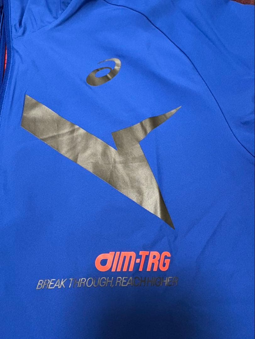 アシックス ウインドブレーカー裏トリコット上下セット 青　Ｌサイズ