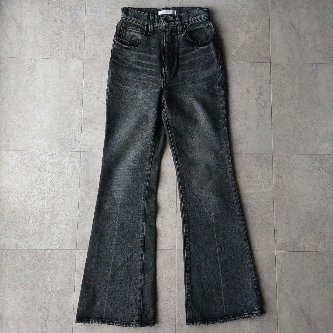 美品 MOUSSY MVS BLACK FLARE 23 マウジー フレアデニム