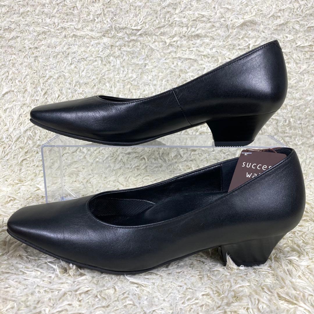 『未使用、タグ付き』サクセスウォーク パンプス ブラック スクエアトゥ 冠婚葬祭