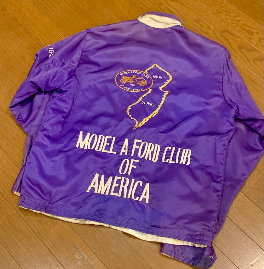 70s 実在 カークラブジャケット サテン フォード ホットロッド