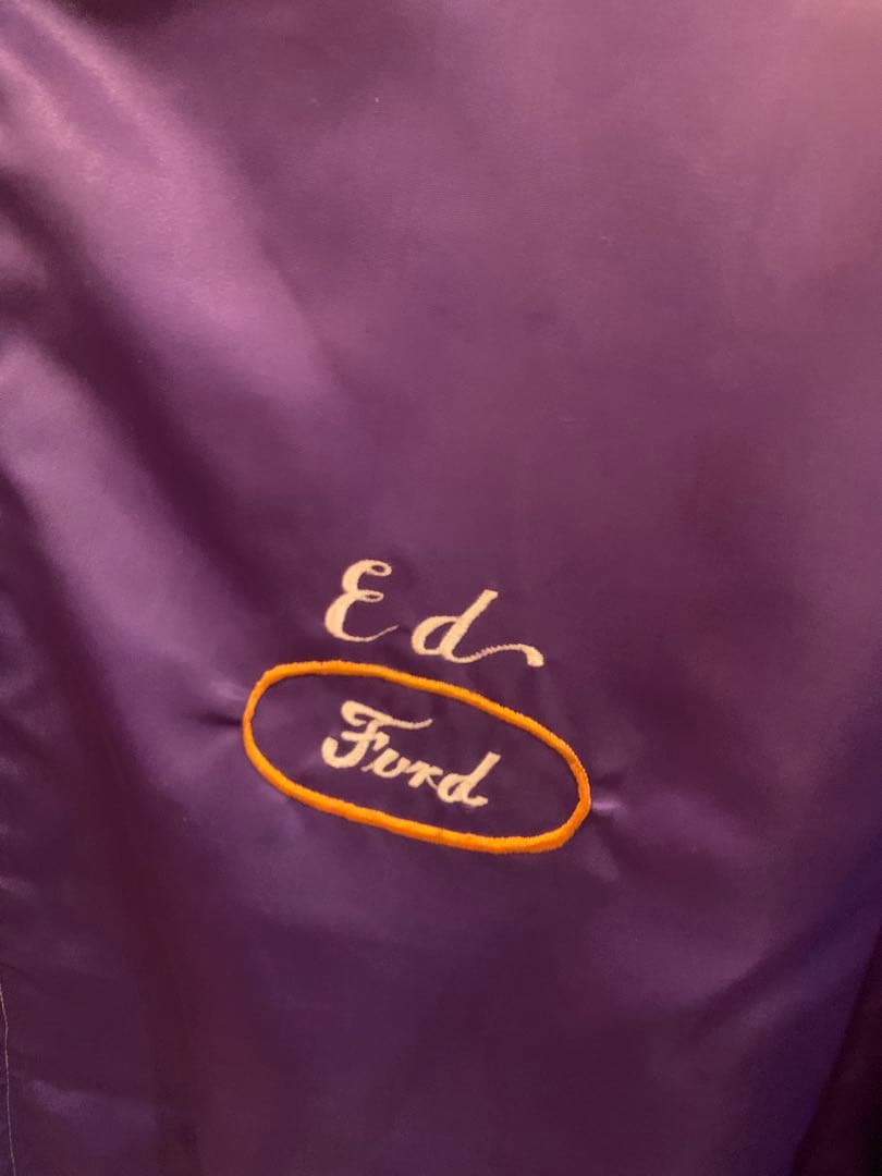 70s 実在 カークラブジャケット サテン フォード ホットロッド