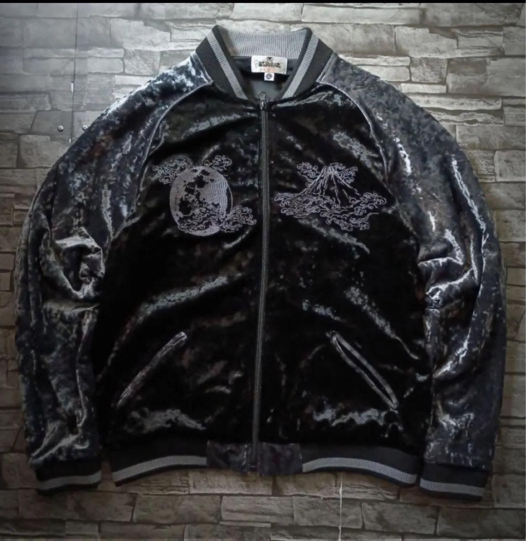 ベロア　スカジャン　ブラック✖︎シルバーグレー